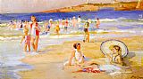 Beach At Biarritz by Paul Michel Dupuy